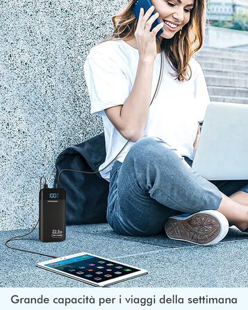 Power Bank PAIDASHU 27000mAh з LED дисплеєм та швидкою зарядкою 22.5W/PD20W, 3 виходи, 2 входи, USB-C, для смартфонів