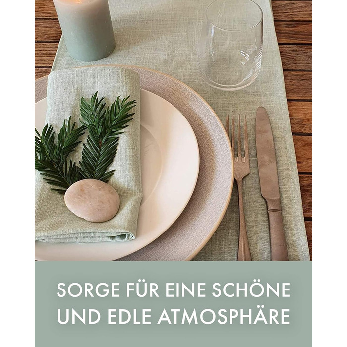 Farnberg Premium Linen Table Runner - Modern Table Decoration for Kitchen Table, Dining Table - Table Runner - Tablecloth - (40 x 150 cm) - Solid Mint