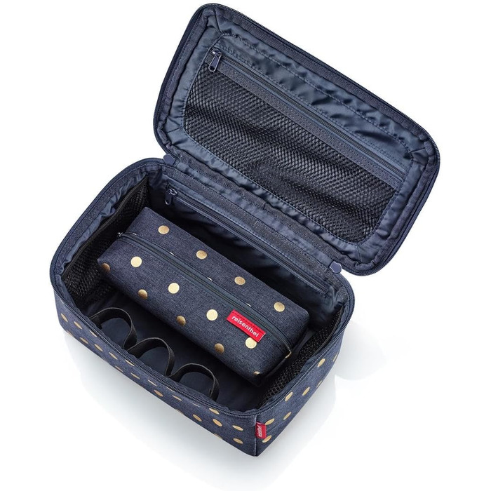 Набір косметичок reisenthel Beautycase Set: косметичка та прямокутна сумка для аксесуарів, Metallic Dots Blue (17x18x17 см та 21x8x4 см)