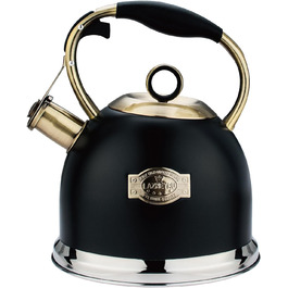 Чайник-свисток 3L з нержавіючої сталі, з термостійкою ручкою, для індукційних плит, чорний