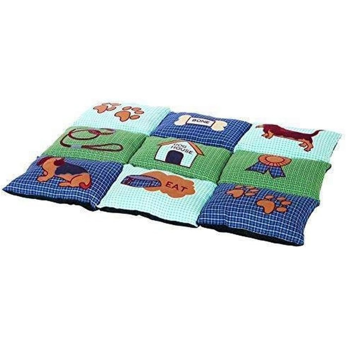 Килимок для собак Trixie Patchwork, 80 x 55 см, блакитний/зелений, стеганий, розмір 10 x 51 x 51 см