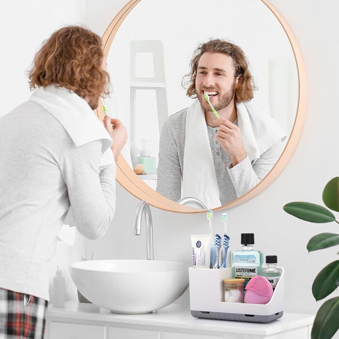 Тримач для зубних щіток у ванну кімнату: органайзер з отвором для зливу, знімний, сірий