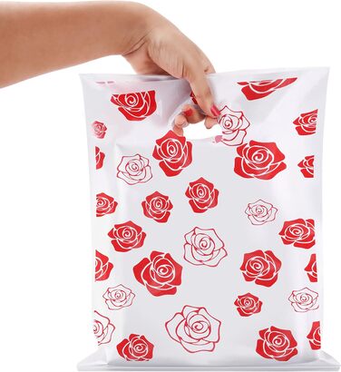 Belle Vous Shopping Bags Carrier Bags Plastic (100 Pack) - 30 x 38.3 cm Boutique Plastic Bags Small with Handles Glossy as Gift Bags/Guest Gifts, Clothing/Food and Small Gift Bags