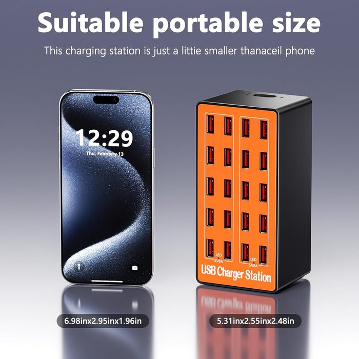 USB зарядний пристрій на 20 портів: Інтелектуальна станція для зарядки iPhone, Samsung, Google та інших пристроїв. Мережевий адаптер USB-хаб для десктопу