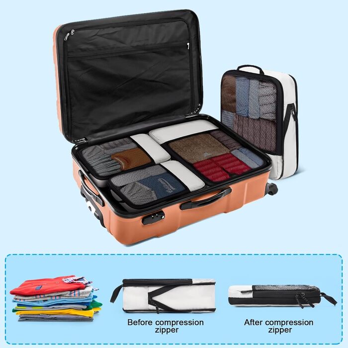 Набір кубиків для пакування багажу BAGLHER - органайзери для подорожей, водонепроникні, бежеві