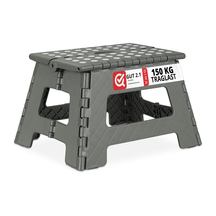 Складний табурет Relaxdays: кемпінговий, дитячий, до 150 кг, пластик, сірий/білий