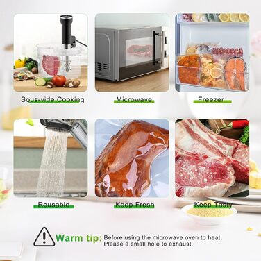 Trintion Vacuum Bags, 200 Bags 20x30cm Vacuum Bags for all Vacuum Sealers & Food Vacuum Sealer, Extractable Packaging Design, Cookable Sous Vide Freezer Bags, Embossed Air Channels
