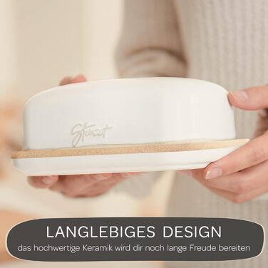Stone Age Design Butter Dish - Ceramic Butter Dish for all common butter (250gr) - Butter bell and butter crock with unique design - Butter dish and butter box, dishwasher safe.