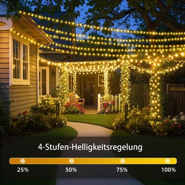 Льо́мка́ з 1200 світлодіо́дів для зовні́шнього використання, 36 метрів, для прикрашання ялинки, 8 режимів, таймер, чорний кабель, IP44, вологостійка, для балкона, саду, вечірки, весілля (тепле біле світло)