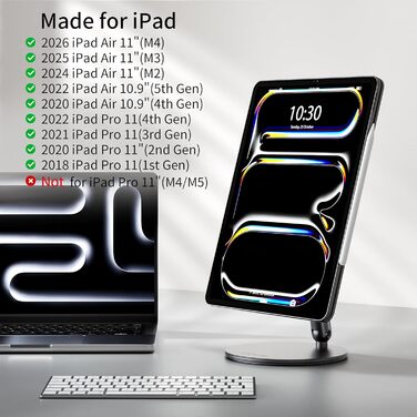 Магнітна підставка LULULOOK для iPad Pro 13''/12.9'' та iPad Air 11''/13'' M4/M2 — поворотна на 360°, складна, алюмінієва