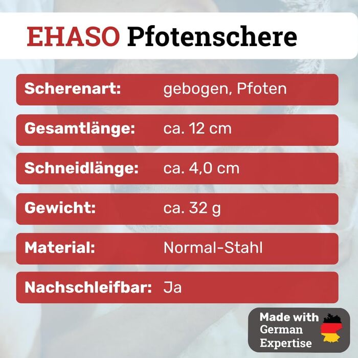 Преміум ножиці для грумінгу собак EHASO 12 см, вигнуті | Ножиці для грумінгу, вигнуті, точні | Для всіх порід собак