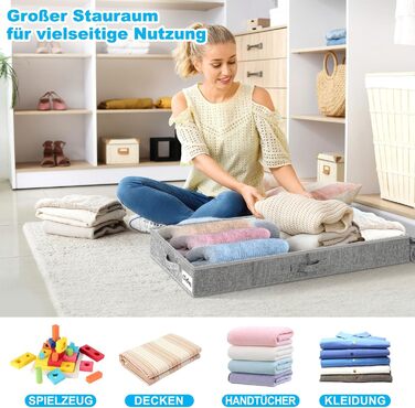 Коробки для зберігання під ліжко з кришкою 12 см, 2 шт. Складані контейнери для одягу та постільної білизни (сірий)