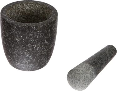 Набір для розмелювання спецій JADE TEMPLE 17023: ступка та товкачок з граніту, 13 см, сірий