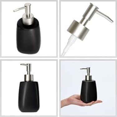 Дозатор мила KADAX з помпою, керамічний дозатор для мила, мийна станція для кухні та ванної кімнати (Чорний)
