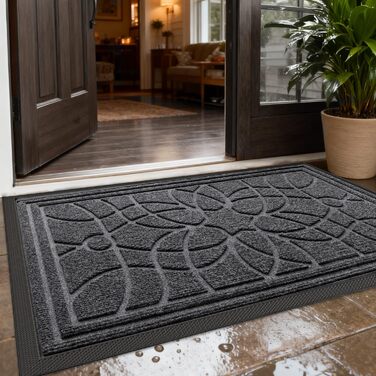 Килимок для дому та вулиці DEXI, 90 x 150 см, антиковзаюча, миється, вологостійкий, сірий