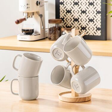 Набір кавових чашок Vancasso PLAYA, 6 шт, 480 мл, з ручкою, з кераміки, для мікрохвильовки та посудомийної машини, бежевий