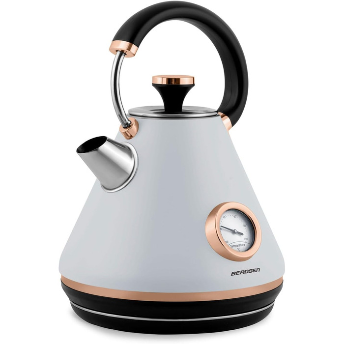 Елегантний електрочайник Berdsen BD-701 з термометром, 1.7L (сірий)