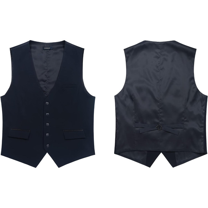 Елегантна жилетка для чоловіків HISDERN: весільна, класична, однотонна, для ділового стилю, smoking, з кишенями, темно-синій, розмір M
