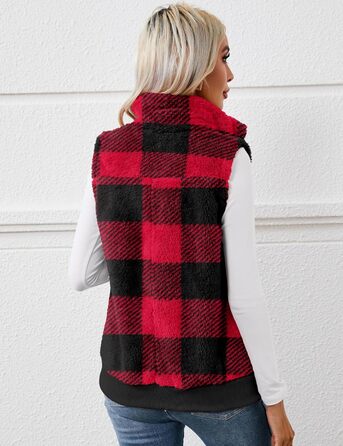 Жіночі теплі рукавички з флісу IECCP для осені та зими. Теплі рукавички з флісу для жінок, осінній/зимовий стиль, чорно-білий принт у клітинку (червоно-чорна клітинка), розмір S