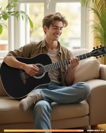 Акустична гітара Fesley X Kit FD60C, 41 дюйм, 6 струн, чорний колір, для початківців, з аксесуарами