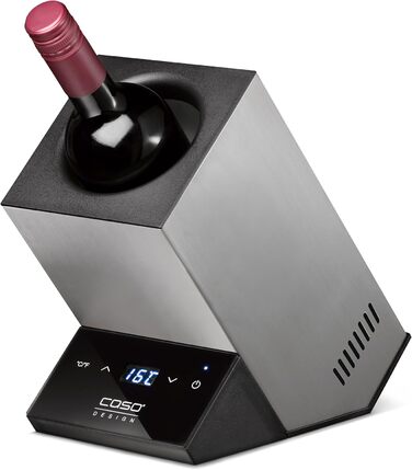 CASO WineCase One Black - Single Bottle Wine Cooler with Stainless Steel Housing