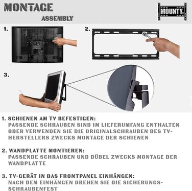 Універсальний настінний кронштейн для ТБ MOUNTY MY151, нахильний, до 100 кг, VESA до 600x400мм для OLED, QLED, LED, Plasma, Curved 4K UHD моніторів та телевізорів