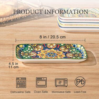 Набір сервірувальних тарілок Henten Home 6 шт. для закусок, суші, салатів та десертів (21 см)