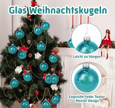 Скляні кулі для прикраси ялинки Hengsong, 24 шт., чорні та золоті, 6 см