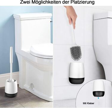 Щітка для унітазу силіконова з тримачем, настінний монтаж, швидковисихаюча, для ванної кімнати – білий (сірий та білий) (чорний та білий)