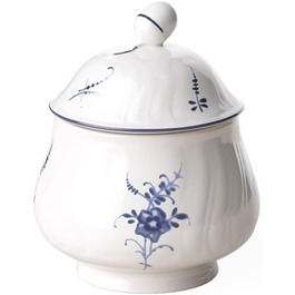 Villeroy & Boch Vieux Luxembourg Sugar Bowl, Premium Porcelain, White/Blue, 1023410930, 11.2 x 15 x 3 cm
