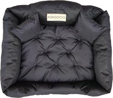 Ліжко для собак та котів KingDog з двома подушками, зручний кошик для домашніх тварин, миється, водонепроникний PVC, розмір M (75x65 см), чорний колір