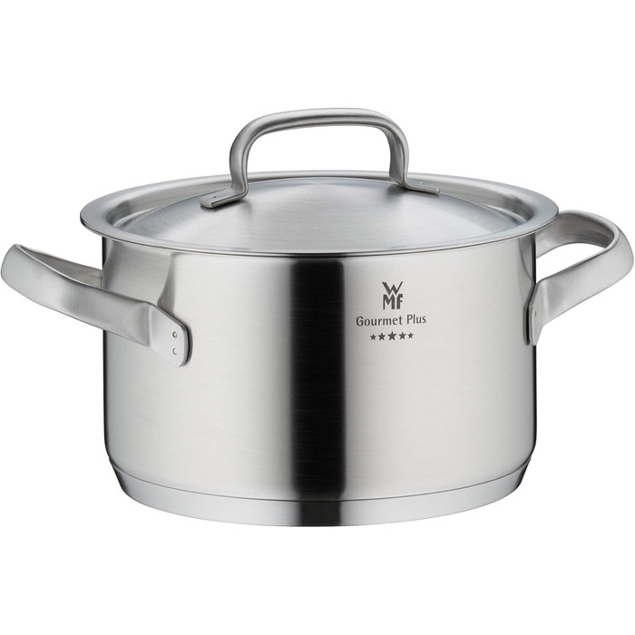 Каструля WMF Gourmet Plus 16 см з нержавіючої сталі Cromargan з кришкою, 1.4 л, для індукційних плит, з внутрішньою шкалою