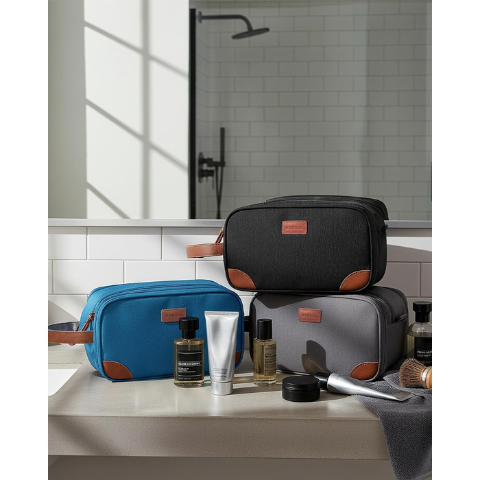 Чоловіча дорожня косметичка Ecohub, водонепроникна, з відділенням для мокрого одягу, з ремінцями, з перероблених матеріалів, з двома блискавками (синьо-зелена)