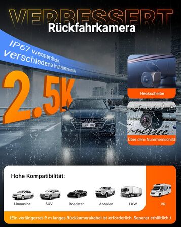 Автомобільний відеореєстратор VANTRUE N4S 3-канальний (2.7K+2.5K+1440P), STARVIS 2 HDR, нічна зйомка, 5GHz Wi-Fi, GPS, 24г паркування, G-сенсор, підтримка 1ТБ, для авто