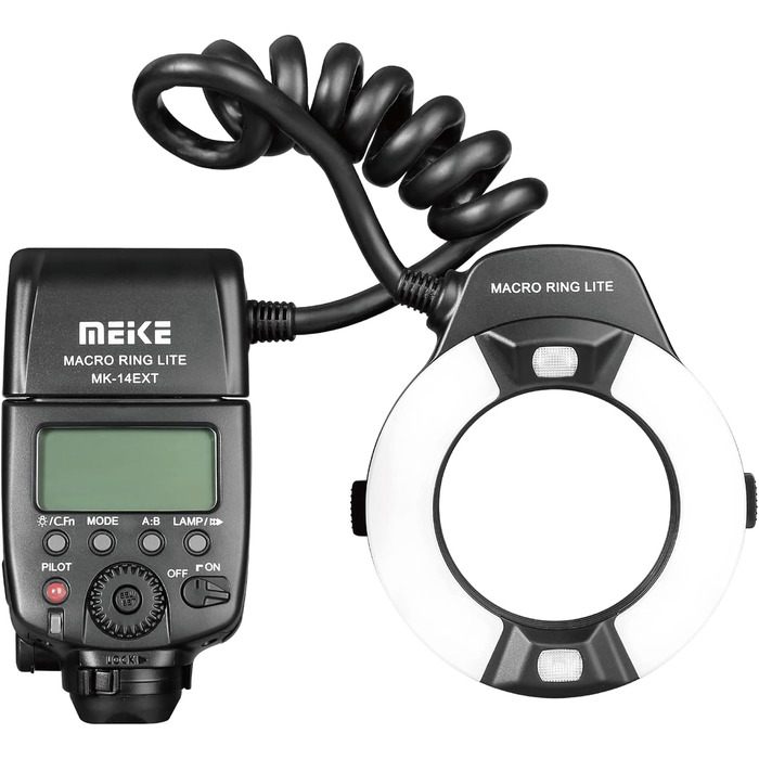 Meike MK-14EXT-C: Макро спалах Ring Lite з LED-лампою для Canon (5D Mark II, 6D, 7D, 50D, 60D, 70D, 550D, 600D, 650D, 700D)