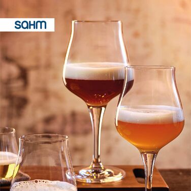 Sahm Beer Glasses Set - 6 pcs - 420ml Beer Sensory Glass - Dishwasher-Safe Beer Glasses - Ideal Gourmet Beer Gift & Craft Beer Glasses