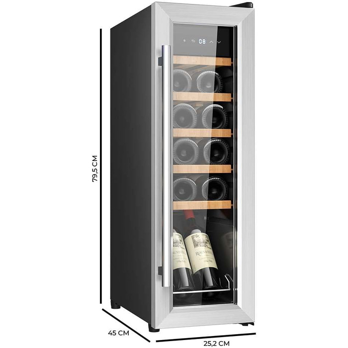 Cecotec Bolero GrandSommelier 95L Wine Cooler - Compressor, Adjustable Temp, LED, Stainless Steel & Wood Finish