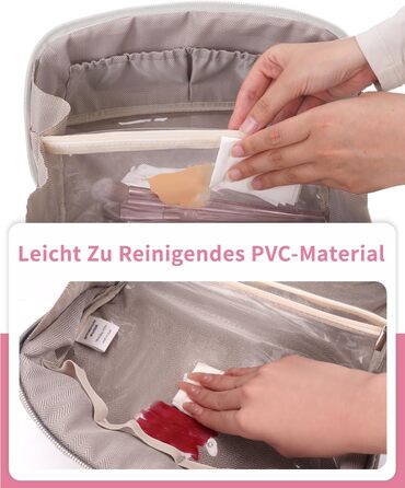 Косметичка для подорожей Wandering Nature для жінок: велика, водонепроникна, з відділенням для пензликів (Beige)