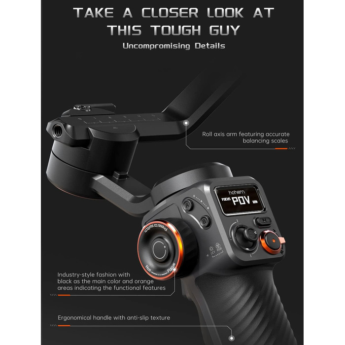 Штатив-стабілізатор Hohem iSteady M6 Kit для смартфонів з AI-трекером та світлом, 3-осьовий, OLED-дисплей, 400г