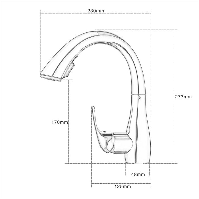 Змішувач кухонний з висувною насадкою, одноручний, з покриттям з браштованого нікелю
