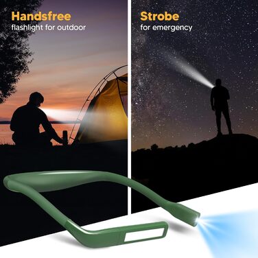 LED лампа на шию для читання Buch: світло для книги, в'язання, рукоділля (зелена). 3 режими освітлення