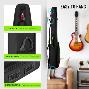 CAHAYA Softshell Сумка для електрогітари Outdoor - 12 мм підкладка, Gigbag з кишенями, патчі DIY, для ST, LP, Tele