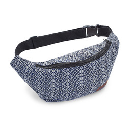 Чоловіча поясна сумка Leon з бавовни, Boho стиль, племінний дизайн (GT dklBlauRauteStrahlWeiß)