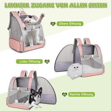 Рюкзак для тварин Allsopets - дихаючий, для котів та собак, маленьких порід, для подорожей та активного відпочинку (Нєборожевий)