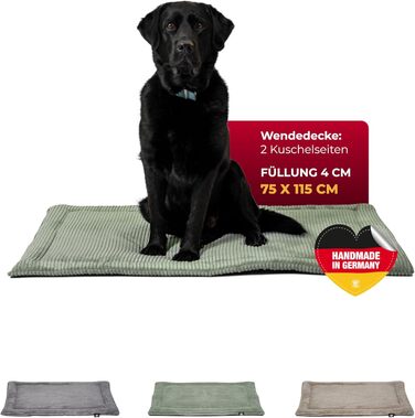 Килимок для собак HS-Hundebett® з флісовою накидкою, XS – Практичний та зручний лежак для собак – Зроблено в Німеччині (Зелений, 75x115 см)