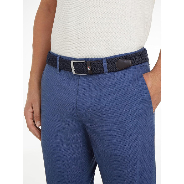 Чоловічий шкіряний ремінь Tommy Hilfiger New Adan Belt 3.5, 90 см, блакитний (Sky Captain)