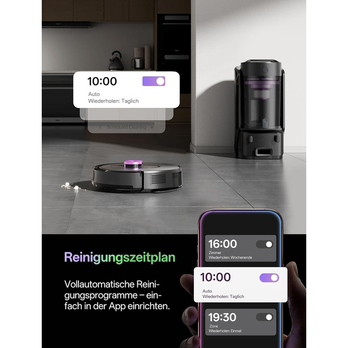 Робот-пилосос Vexilar з функцією миття підлоги, 8000Pa, LiDAR-навігація, 150 хв роботи, 15 зон заборони, керування через додаток, для шерсті тварин та килимів (W15)