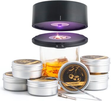 Електричний набір для копчення віскі з 6 ароматами, чанчики для диму, для коктейлів та бурбону, подарунок для батька, чоловіка та поціновувачів віскі