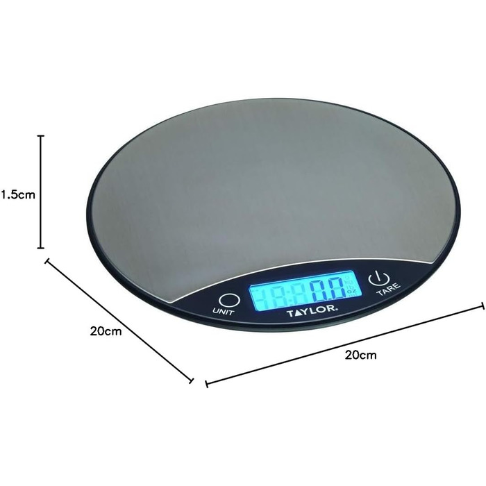 Кухонні ваги Taylor Pro: точні та компактні, з нержавіючої сталі, 5 кг, функція тарування