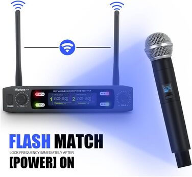 Мікрофонний комплект Micfuns K7 Professional: бездротові ручні мікрофони VHF 230-250 МГц для караоке, вечірок та мовлення. Дальність дії: 100 м